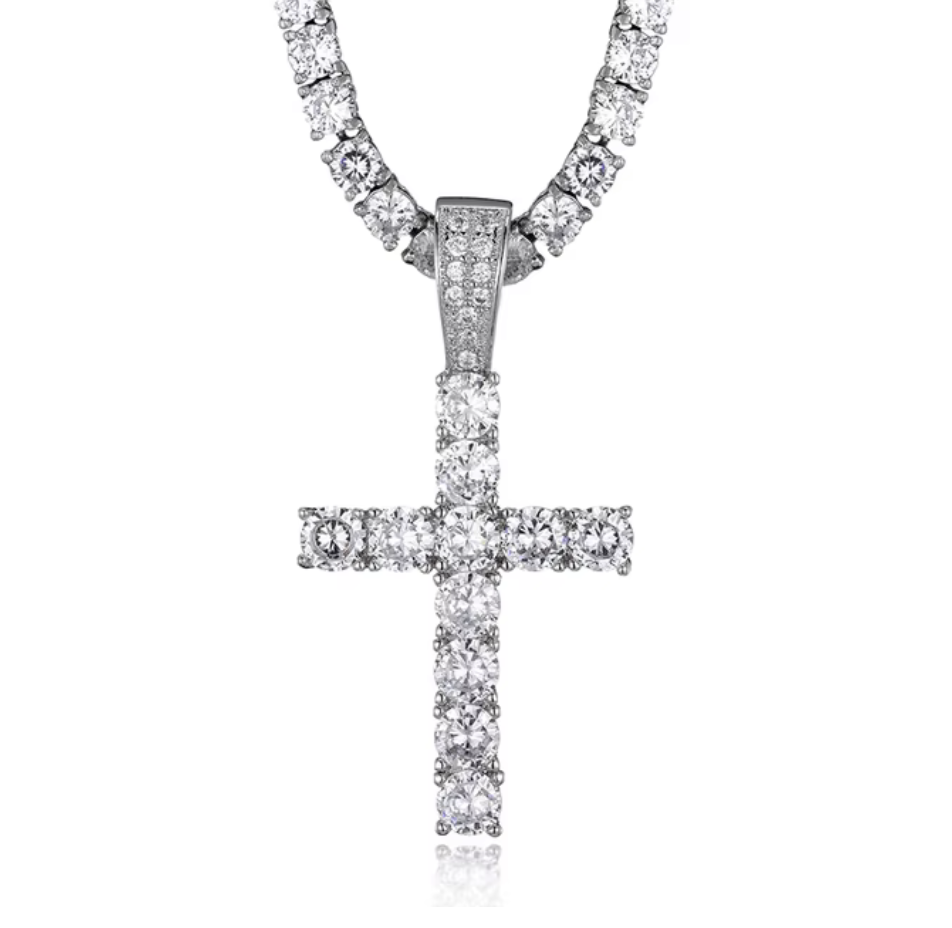 Chrome™ Diamond Tennis Cross Necklace