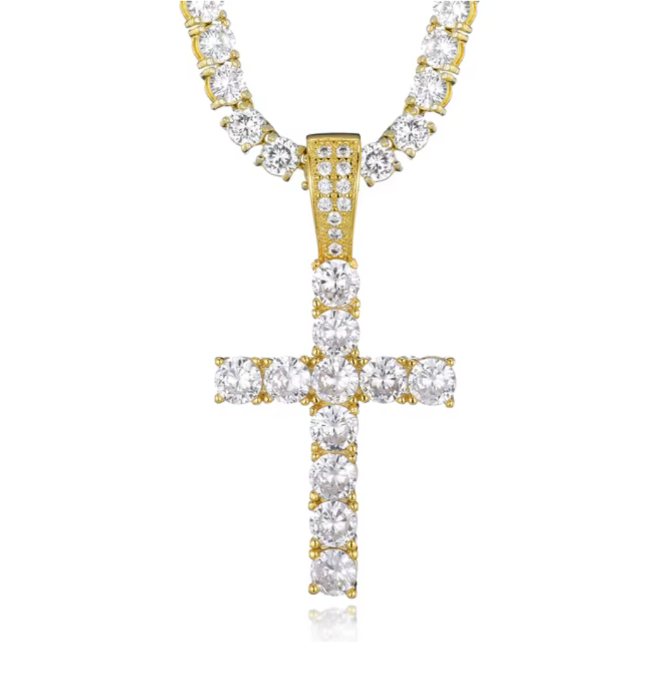 Chrome™ Diamond Tennis Cross Necklace